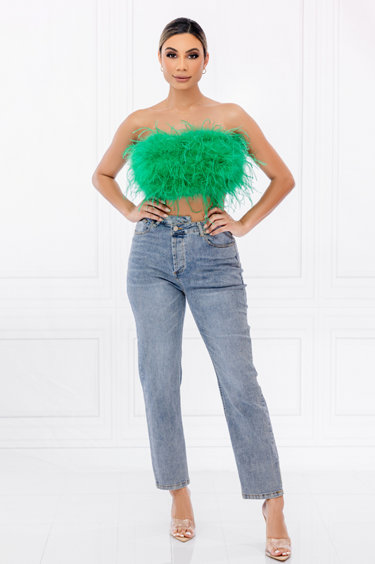 Olivia fur tube top - Kelly Green